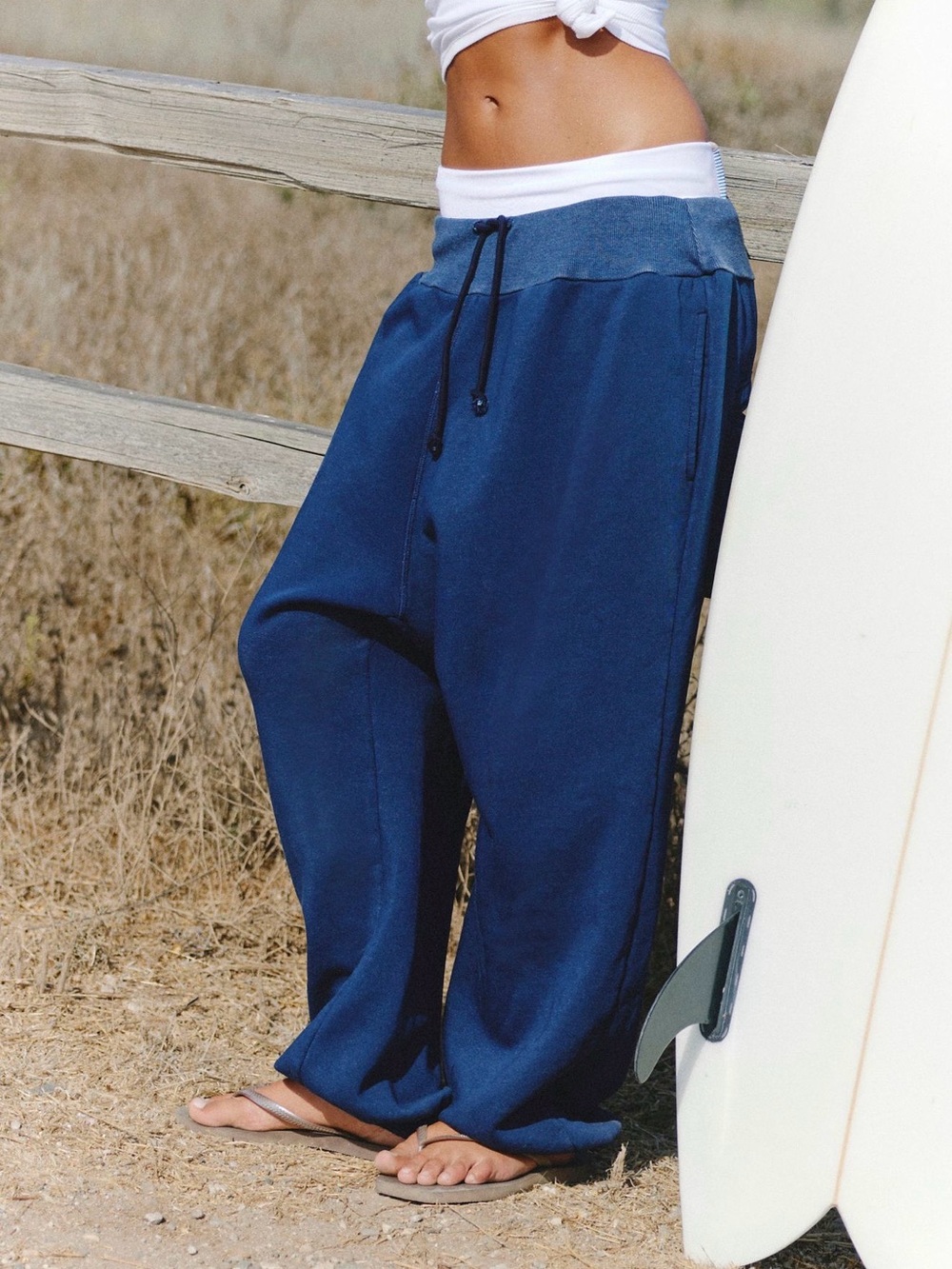 Free People Navy Blue Relaxed Drawstring Joggers